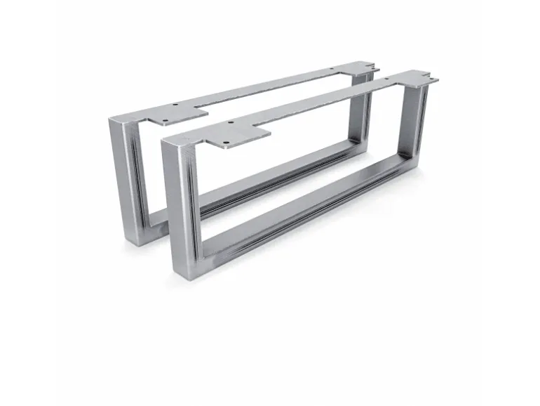 HEVVA Möbelfüße GRAZ 15 cm Hoch 45 cm Tief 2er Set Rohstahl-Klarlack