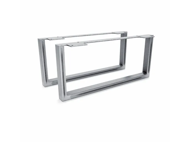 HEVVA Möbelfüße GRAZ 20 cm Hoch 45 cm Tief 2er Set Rohstahl-Klarlack