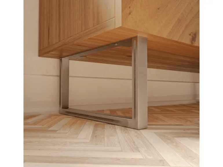 HEVVA Möbelfüße GRAZ 20 cm Hoch 45 cm Tief 2er Set Rohstahl-Klarlack