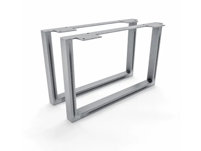 HEVVA Möbelfüße GRAZ 25 cm Hoch 40 cm Tief 2er Set Rohstahl-Klarlack