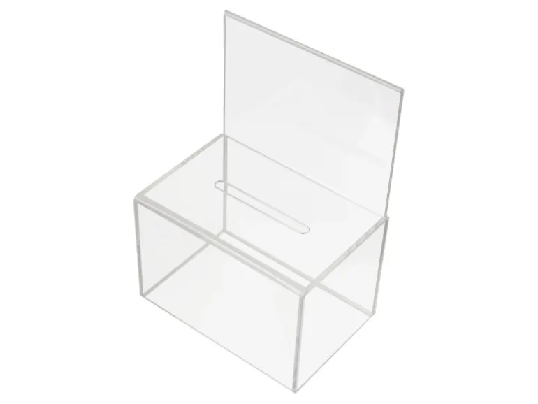HMF 46916 Acryl Spendenbox Blatteinschub 22 x 15 x 15 cm DIN A4 Transparent