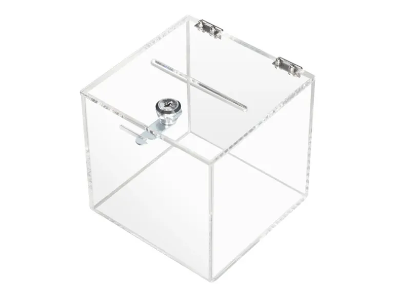 HMF 46919 Acryl Spendenbox Schloss 15 x 15 x 15 cm DIN A6 Transparent