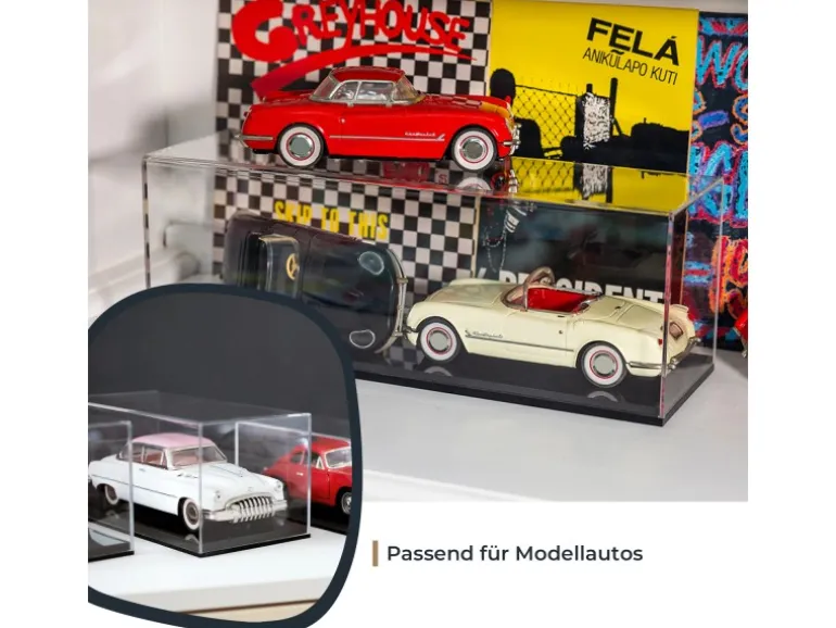 HMF 46806 Acryl Vitrine Schaukasten für Modellautos Figuren 32 x 28 x 20 cm Transparent