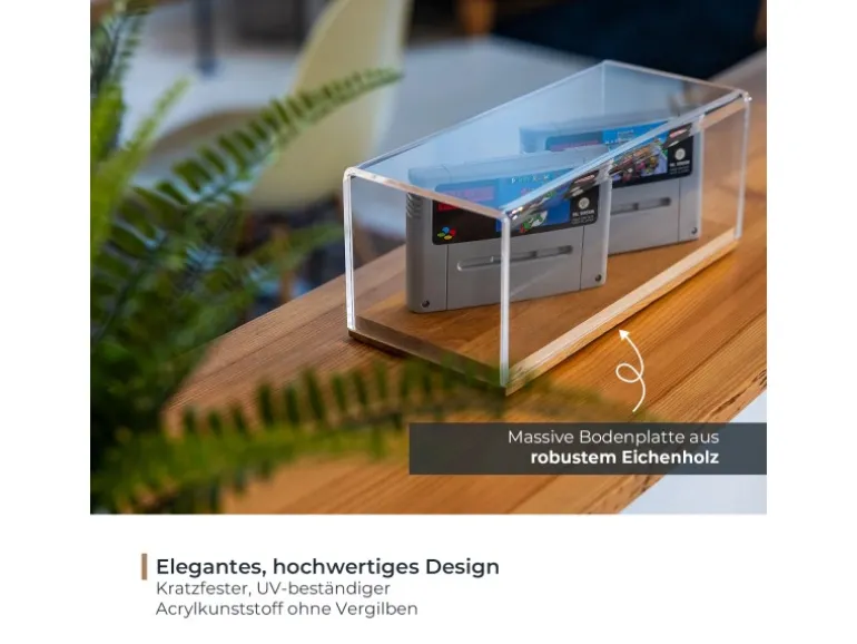 HMF 46872 Acryl Vitrine Schaukasten mit Holzsockel für Modellautos 27 x 12 x 11 cm Transparent