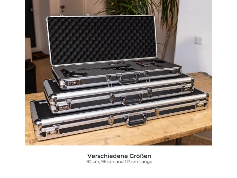 HMF 14405-02 Alu Koffer Rasterschaumstoff 117 x 36 x 12 cm Schwarz