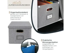 HMF 250473-12 Aufbewahrungsbox Deckel DIN A4 Hängeregister Kallax 33 x 37 x 28 cm