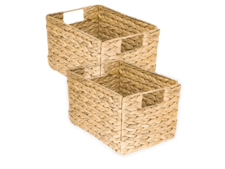 HMF 37242 Aufbewahrungskorb Faltbarer Korb Geflochten Wasserhyazinthe Seegras Größe M 32 x 23 x 20 cm 2er Set