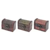 HMF 6415-108 Schatztruhe 3er Set Schatzkiste Holzkiste Ringbox 8 x 5 x 6 cm Hochzeitsgeschenk