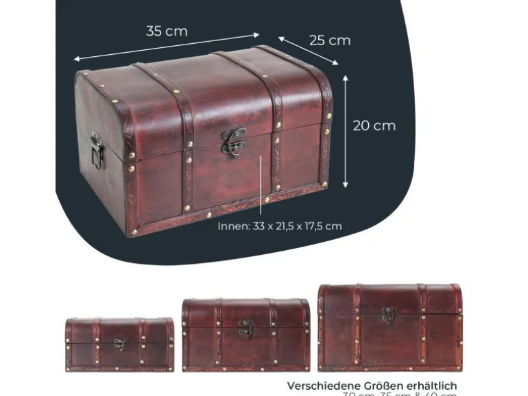 HMF 6406-135 Schatztruhe Holz 35 x 25 x 20 cm Portugal