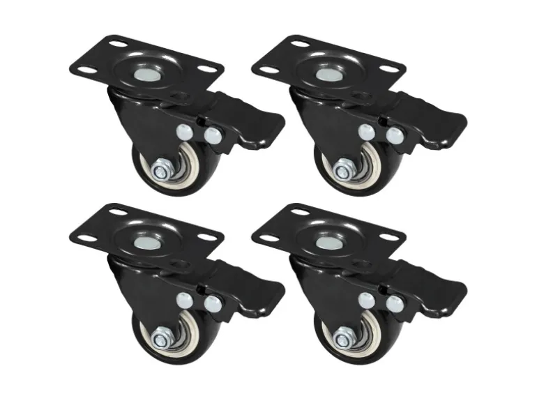 HMF 6710 Schwerlastrollen Bremse Polyurethan 4 Stück 38 mm bis 300 kg Schwarz