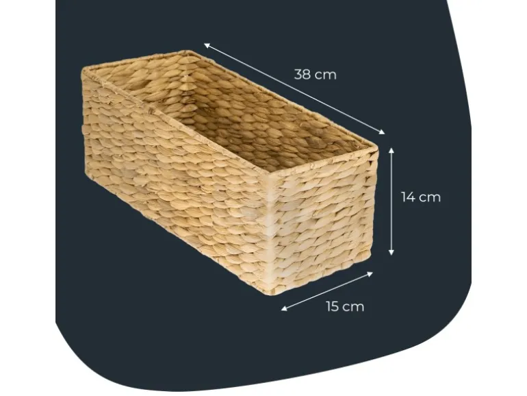 HMF Aufbewahrungskorb Badezimmer Korb Geflochten Wasserhyazinthe Seegras 38 x 15 x 14 cm 2er Set