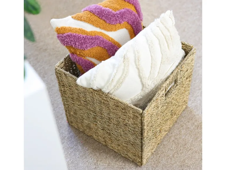 HMF Aufbewahrungskorb Korb Geflochten Seegras Kallax 32 x 34 x 32 cm