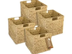 HMF Aufbewahrungskorb Korb Geflochten Wasserhyazinthe Seegras Kallax 32 x 34 x 32 cm 4er Set