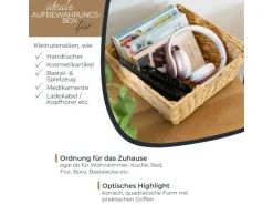 HMF 37269-30CM Geschenkkorb Leer Aufbewahrungskorb Geflochten Wasserhyazinthe 30 x 30 x 12 cm