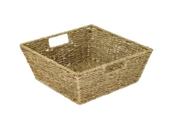 HMF Geschenkkorb Leer Aufbewahrungskorb Geflochten Seegras RechtEckig 30 x 30 x 12 cm