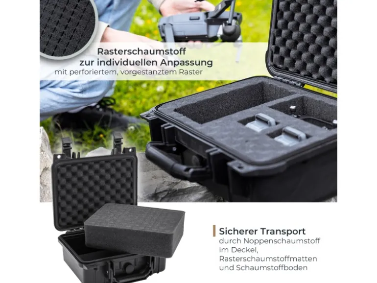 HMF ODK100 Outdoor-Fotokoffer Transportkoffer Rasterschaumstoff 27 x 24 x 13 cm