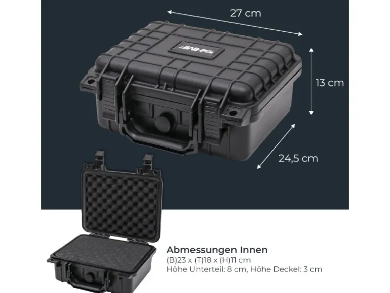 HMF ODK100 Outdoor-Fotokoffer Transportkoffer Rasterschaumstoff 27 x 24 x 13 cm