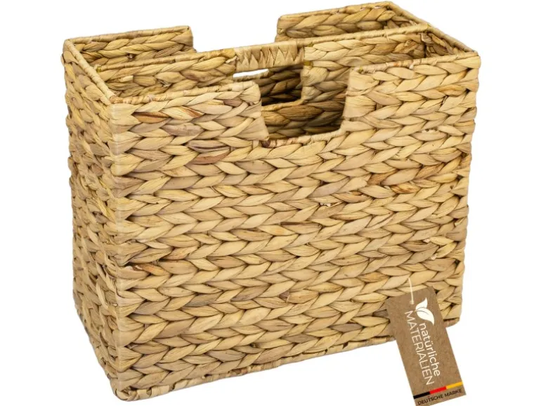 HMF Zeitungsständer Zeitungskorb Geflochten Wasserhyazinthe 2 Fächer 40 x 20 x 33 cm