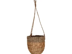 Hängeampel aus Wasserhyazinthe und Seegras Ø 16 cm x 15 cm Natur