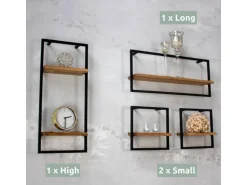 holz4home 4 Teiliges Wandregale in Schwarz Gerahmt von holz4home Natur mit Baumkante