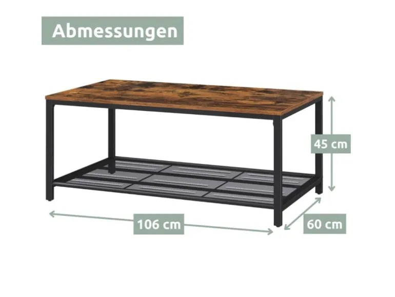 holz4home Couchtisch Connie mit Gitterablage