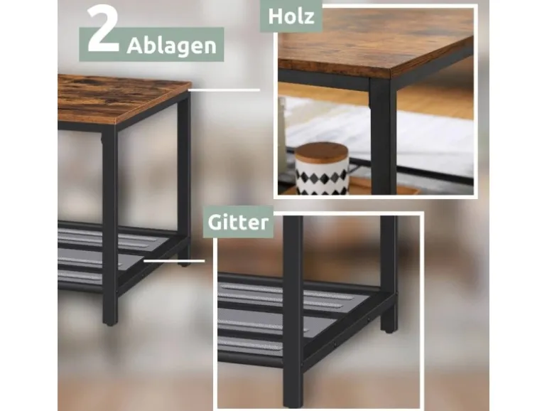 holz4home Couchtisch Connie mit Gitterablage
