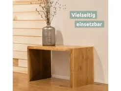 holz4home Massivholz Hocker Bank aus Eiche mit Baumkante S
