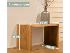 holz4home Massivholz Hocker Bank aus Eiche mit Baumkante S
