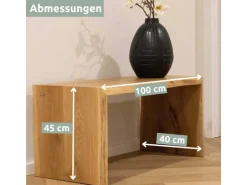 holz4home Massivholz Hocker Bank aus Eiche mit Baumkante M