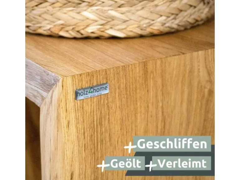 holz4home Massivholz Hocker Bank aus Eiche mit Baumkante M
