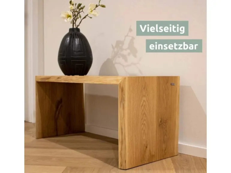 holz4home Massivholz Hocker Bank aus Eiche mit Baumkante M