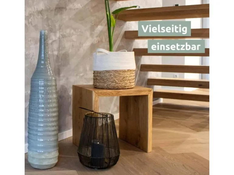 holz4home Massivholz Hocker Bank aus Eiche mit Baumkante XS