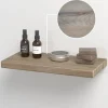 holz4home Schwebendes Wandregal aus Eiche 40cm Ohne Baumkante Hellgrau