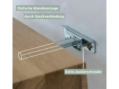holz4home Schwebendes Wandregal aus Eiche 40cm Ohne Baumkante Hellgrau
