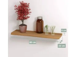 holz4home Schwebendes Wandregal aus Eiche 80cm mit Baumkante Natur
