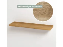 holz4home Schwebendes Wandregal aus Eiche 80cm mit Baumkante Natur
