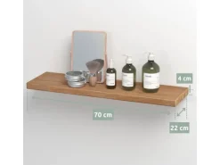 holz4home Schwebendes Wandregal aus Eiche 70cm Ohne Baumkante Natur