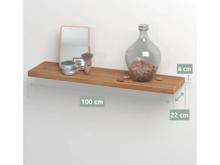 holz4home Schwebendes Wandregal aus Eiche 100cm Ohne Baumkante Natur