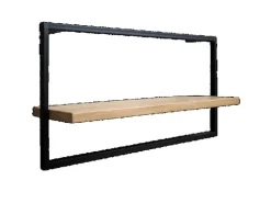 holz4home Wandregal Long in Schwarz Gerahmt von holz4home Hellgrau ohne Baumkante
