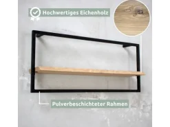 holz4home Wandregal Long in Schwarz Gerahmt von holz4home Hellgrau ohne Baumkante