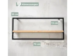 holz4home Wandregal Long in Schwarz Gerahmt von holz4home Hellgrau ohne Baumkante