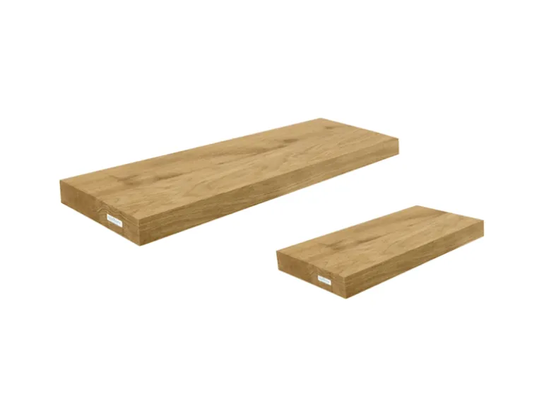 holz4home Wandregal Set 70cm und 40cm Eiche Massiv 2 Teilig Natur ohne Baumkante