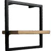 holz4home Wandregal Small Schwarz Gerahmt Industrial Style ohne Baumkante Hellgrau