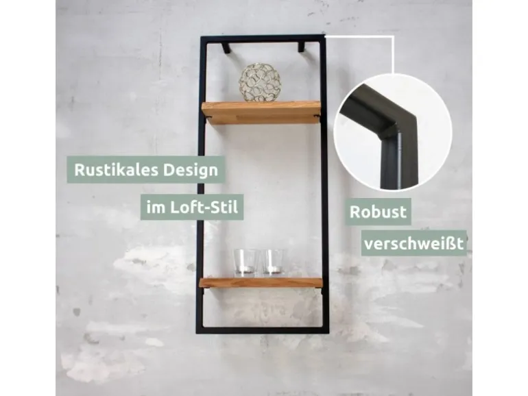 holz4home Wandregal High in Schwarz Gerahmt von holz4home Natur mit Baumkante