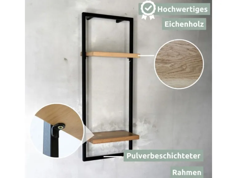 holz4home Wandregal High in Schwarz Gerahmt von holz4home Hellgrau ohne Baumkante