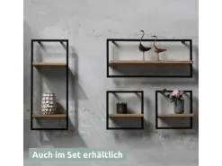 holz4home Wandregal High in Schwarz Gerahmt von holz4home Hellgrau ohne Baumkante