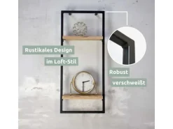 holz4home Wandregal High in Schwarz Gerahmt von holz4home Hellgrau ohne Baumkante
