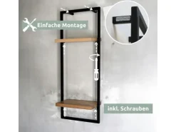 holz4home Wandregal High in Schwarz Gerahmt von holz4home Hellgrau ohne Baumkante
