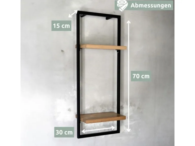holz4home Wandregal High in Schwarz Gerahmt von holz4home Hellgrau ohne Baumkante