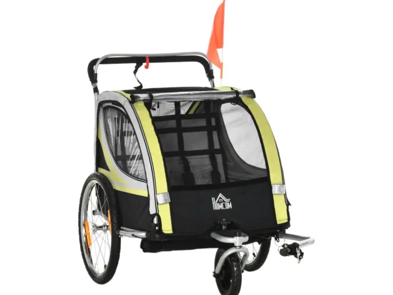 HOMCOM 2 in 1 Kinderfahrradanhänger mit Mesh-Tür